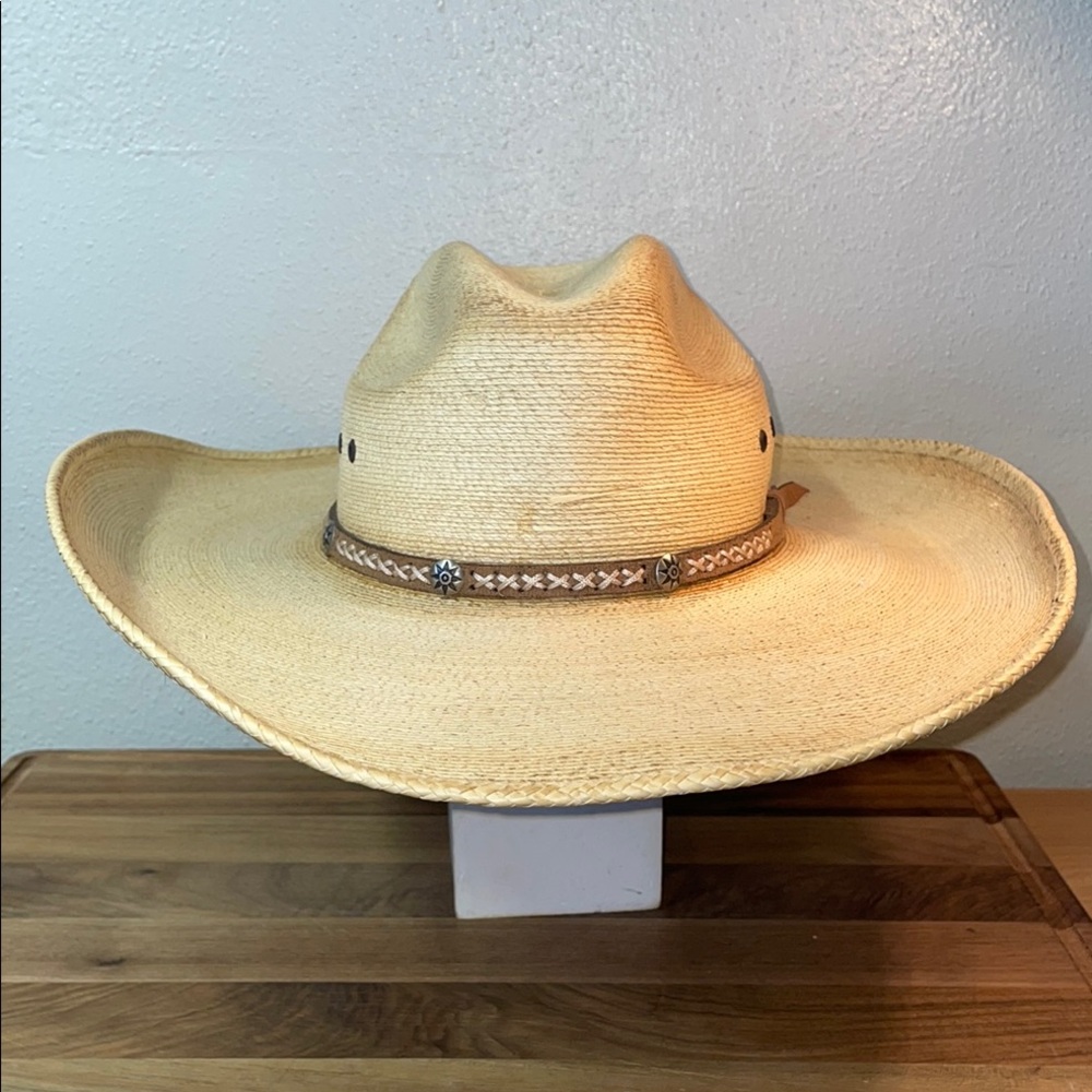 20X Straw Cowgirl Cowboy Hat Western Rodeo Wide Brim Tan Sz 21in USA Cody James